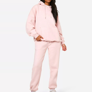 Chándal de mujer de Color de estilo de algodón 100% de calidad superior, chándal de dos piezas de gran tamaño liso para damas, servicio personalizado OEM - Product Image 6