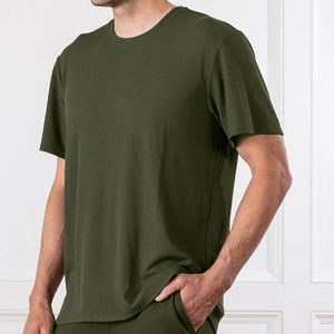 T-shirt pour homme en bambou à manches courtes, t-shirts pour homme durables, t-shirt ajusté, t-shirt bio pour homme à col rond - Product Image 3