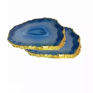 Posavasos de cristal de ágata natural galvanizado en oro, venta al por mayor, posavasos de ágata para decoración del hogar - Product Image 2