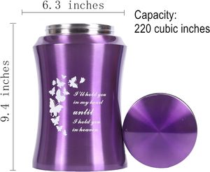 Jusqu'à 220 lb Urnes pour cendres Urnes décoratives papillon adulte adulte pour funérailles (papillon violet 220 pouces cubes) - Product Image 3