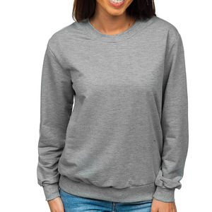 Customized logo lose fit size solid plain gray color sweatshirt fabric 100% cotton long sleeve sweatshirt for women - Product Image 2