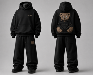 Tuta con Cappuccio <span class=keywords><strong>One</strong></span> <span class=keywords><strong>Apex</strong></span> Nera, Oversize con Ricamo Orso Teddy, Streetwear Unisex per Adulti, Abbigliamento Autunnale - Product Image 3