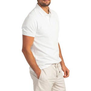 Chemises pour hommes en coton écologique, best-sellers, avec logo brodé personnalisé sur le devant, couleur blanche, manches courtes, pour le golf - Product Image 3