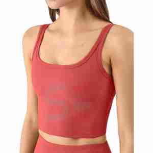 Wholesale Women's Sports <b>Cropped</b> Tank <b>Tops</b> Rib-Knit O-Neck Casual Thin Straps Gym Fitness Breathable Quick-Dry Polyester/Cotton - Product Image 4