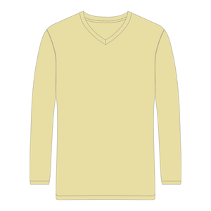 Men Yellow 100% Luxury Organic Cotton <b>V</b> Neck T Shirt Pre Shrunk GOTS Certified Premium Long Sleeve Breathable <b>Fit</b> Tee - Product Image 3