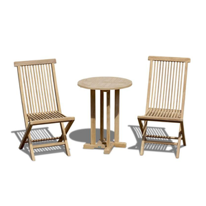 Ensembles de salle à manger d'extérieur pour la maison, tables basses rondes pliantes et chaises en teck pour patio, jardin, hôtel, patio, parc, meubles - Product Image 2
