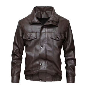 Chaqueta de Cuero de la Mejor Calidad para Adultos, Color Marrón Oscuro, Cierre de Cremallera con Botones, Chaqueta de Cuero de Invierno para Usar en la Calle - Product Image 1