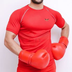 T-shirts de fitness sur mesure pour hommes, coupe ajustée, tissu tricoté de grande taille avec logo disponible en gros - Product Image 1