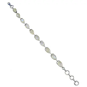 925 Silver Women's Teardrop <b>Bracelet</b> with <b>Moonstone</b> Diamond & Jade Classic Religious Cute Style Gift - Product Image 1