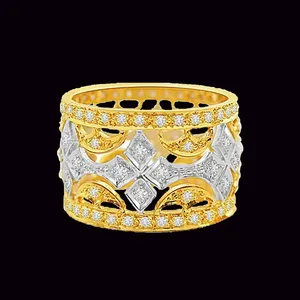 แหวนเพชรแท้พร้อมดีไซน์เสียงไซเรนที่น่าทึ่ง แหวนทองคำ 18 กะรัตสีเหลือง - Product Image 3