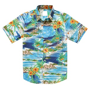 เสื้อฮาวายชาย แขนสั้น ลายตัวอักษร ผ้าฝ้ายลินิน 100% เป็นมิตรกับสิ่งแวดล้อม เสื้อป๊อปลินสำหรับวันหยุด ปกคอเสื้อพับได้ สำหรับฤดูร้อน - Product Image 1