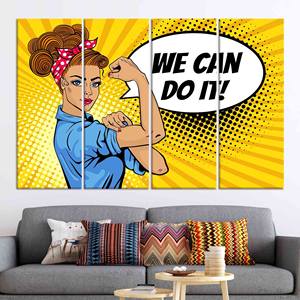 ภาพพิมพ์บนผ้าใบเสริมสร้างพลัง: ดีไซน์กระจกนิรภัยลายผู้หญิงทรงพลัง ชุดผ้าใบ 4 ชิ้น - Product Image 1