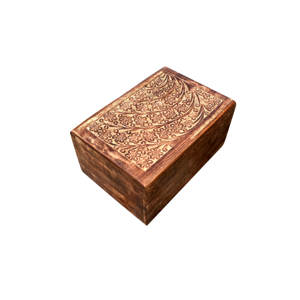 Hand Carved American Style Eco-Friendly <b>Wooden</b> Cremation Urn <b>Box</b> with Hinged Lid Customizable Designs for Human Ashes - Product Image 1