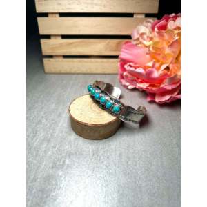 Navajo Handmade Kingman Turquoise & Sterling <b>Silver</b> Fashion <b>Cuff</b> <b>Bracelet</b> Kingman Turquoise & Sterling <b>Silver</b> - Product Image 3