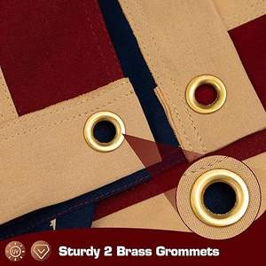 ธงชาติอเมริกันวินเทจ ขนาด 3x5 ฟุต ผ้าฝ้าย 100% กันน้ำ พร้อมเสาธงอะลูมิเนียมแบบแขวน ปักลาย ย้อมสีชา ทนทาน สไตล์โบราณ - Product Image 2