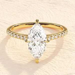 Bague de fiançailles en moissanite taille marquise, argent 925 plaqué rhodium, bijoux de fiançailles, cadeau de promesse pour fiançailles - Product Image 1