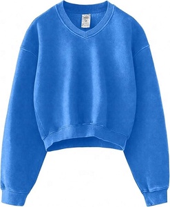 Custom OEM Logo <b>Acid</b> Wash Pullover sweatshirts Oversized loose fit long sleeves Blank Wash Vintage Style Winter 100% Cotton - Product Image 2