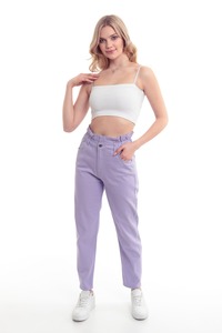 Venta al por mayor de pantalones vaqueros XL marfil personalizados de las mujeres europeas de cintura alta holgados rectos de pierna ancha pantalones de mezclilla Cargo transpirable de algodón con agujeros - Product Image 6