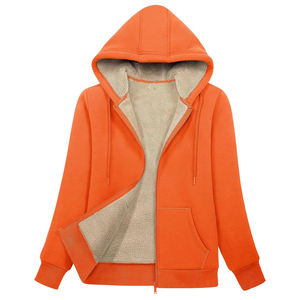 New Arrival Wholesale Custom <b>Fleece</b> Zip up Hooded Coat Unisex Winter Thicken <b>Warm</b> Hoodie for <b>Women</b> Street Wear Clothes - Product Image 3