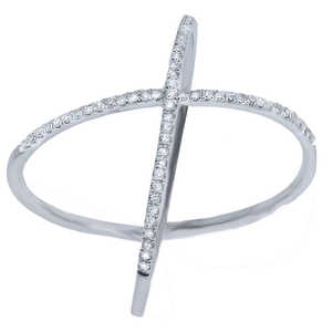 Anillo de Diamantes en Oro Blanco de 14k con Diamante de 0.18ct, Talla 8, Modelo 'X' para Mujer - Product Image 2