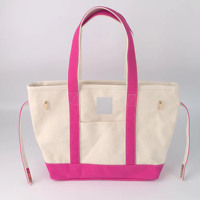 Grand sac fourre-tout en toile avec bordure contrastée, fermeture éclair supérieure, idéal pour les courses, les vacances, les cadeaux, avec poche avant, sac de plage et de bateau