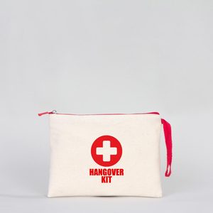 Pochette cosmétique en coton rouge à fermeture éclair, grande trousse de maquillage de voyage, personnalisable, style anglais, poignée souple, douceur, 8x6 pouces - Product Image 4