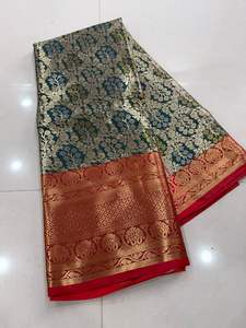 เสื้อผ้าชาติพันธุ์คุณภาพพรีเมียม ผ้าไหมอินเดียคันจิเวราห์เนื้อนุ่ม งานปักแจ็คการ์ด ซารีพร้อมเสื้อคลุม ปาลลูหรูหรา แฟชั่นสำหรับผู้หญิง ไม่มีลายพิมพ์ - Product Image 3