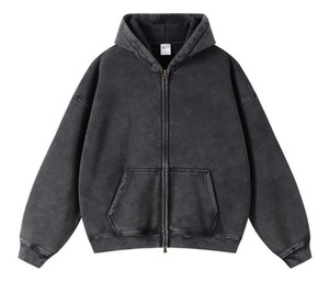 Sweat à capuche en coton surdimensionné à fermeture éclair pour homme - Product Image 1