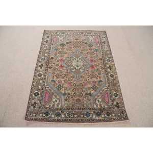 Turkish Rug 0.3x4.8 ft, <b>Brown</b> Pink Polka dot <b>Wool</b> Vintage Rug - Product Image 1