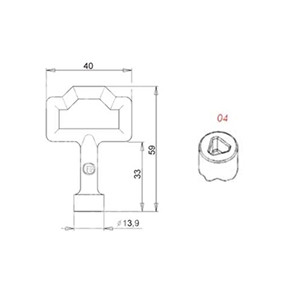 CLÉ POUR Cylindre de boîte triangulaire 6.5 Zama nickelé - Product Image 1