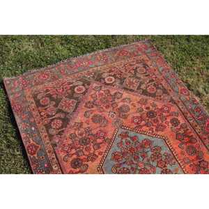 3,7x6,2 ft Rug, Vintage Turkish Rug, <b>Red</b> <b>Wool</b> Rug - Product Image 5