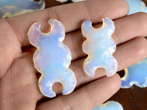 Opalite natural triple Luna tallada a mano piedra preciosa cristal curativo Briolette piedra preciosa suelta tallado forma de luna colgante piedra - Product Image 4