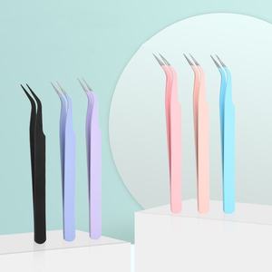 Volume Nail Art Lash Tweezer Pince Nipper Case Cleaner Applicator Extension Make up Tools Sticker 90 Degree Eyelash Tweezers - Product Image 4