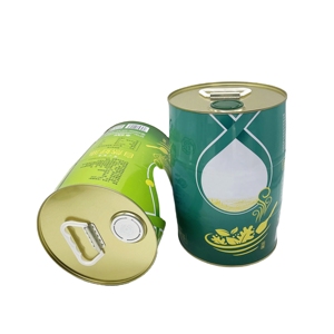 Bidons en fer blanc de 5 L grande capacité en forme de fût pour l'huile d'olive, l'huile d'arachide, le stockage d'aliments en conserve, de nourriture pour animaux et de biscuits, avec logo personnalisé - Product Image 2