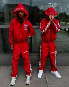 Sweat-shirt de jogging en nylon personnalisé boutonné ensemble de joggers à capuche coupe-vent sweat à capuche brodé pantalons de survêtement survêtements pour hommes - Product Image 1