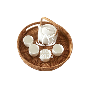 ตะกร้าหวายสำหรับใส่ของในฟาร์มดอกบัวสีน้ำเงินตะกร้าเก็บของบนโต๊ะกาแฟในบ้านและในครัว - Product Image 1