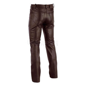 กางเกงหนังเอวสูงสำหรับผู้ชายกางเกงหนังสไตล์ลำลอง - Product Image 3