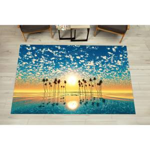 Tapis Soleil levant sur la plage, Tapis bleu, Tapis Coucher de soleil, Tapis paysager, Tapis en velours de luxe - Product Image 5