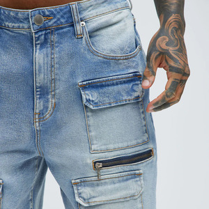 กางเกงยีนส์ขาสั้นยาวถึงเข่าสำหรับผู้ชายกางเกงขาสั้นผ้าเดนิมฟอกสีน้ำเงินสไตล์สตรีทสไตล์วินเทจระบายอากาศได้ดีดีไซน์แบบ2025 - Product Image 5