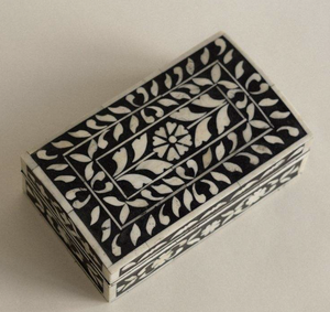 Boîte à bijoux traditionnelle en incrustation d'os, rangement artistique pour objets précieux, boîte à bijoux vintage en incrustation d'os à motifs floraux - Product Image 5