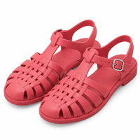 Sandales plates pour femmes, tendance, d'extérieur, polyvalentes, à bout fermé, style romain, à semelle simple, décontractées, pour la plage, en gelée, à boucle, couleur unie