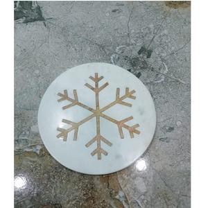 Coffee Coasters Round Shape Coasters Style Household Dining Table Marble Splicing Wooden New Marble Spliced <b>Wood</b> Cup Coasters - Product Image 3