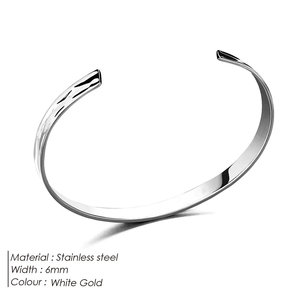 EManco <b>Stainless</b> <b>Steel</b> Polished C-Shape Design 6MM Fashion Cuff <b>Bracelets</b> - Product Image 2