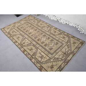 พรมวินเทจตุรกีขนาด 3.9x6.8 ฟุต, พรมปูพื้น, พรมสีเบจไล่เฉด - Product Image 4