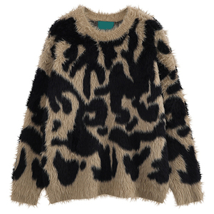 Pull en mohair pour femme en coton de qualité supérieure, coupe ample, épaules tombantes, col rond, style décontracté, coupe ample, pull en mohair pour femme - Product Image 3