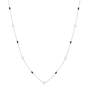 Collar de Cadena con Diseño de Perlas Esmaltadas en Negro, Hecho a Mano, Venta al por Mayor, Joyería Turca de Plata de Ley 925 - Product Image 5