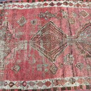 พรมเฮอร์กีตุรกีโบราณ ขนาด 3.2x6.3 ฟุต (98x192 ซม.) พรมขนสัตว์สีแดงลายแอ็บสแตรก - Product Image 5