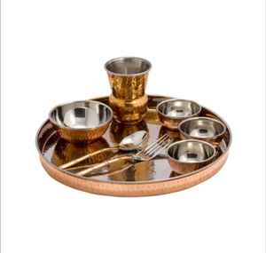 Premium diseño único forma redonda Thali acero inoxidable y cobre Thali conjunto proveedor al por mayor a un precio asequible - Product Image 6