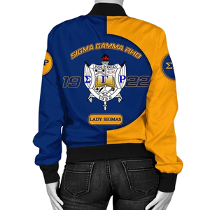 Chaqueta Universitaria Azul y Dorada de Satén Griego SGRho Sigma Gamma Rho 1922, Ropa Femenina de Hermandad - Product Image 2
