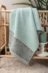 White Bamboo Jacquard Terry <b>Towel</b> 50*90cm 70% Bamboo 30% Cotton Blend Extra Soft High Absorbency Decorative Sevim Style 500 GSM - Product Image 4